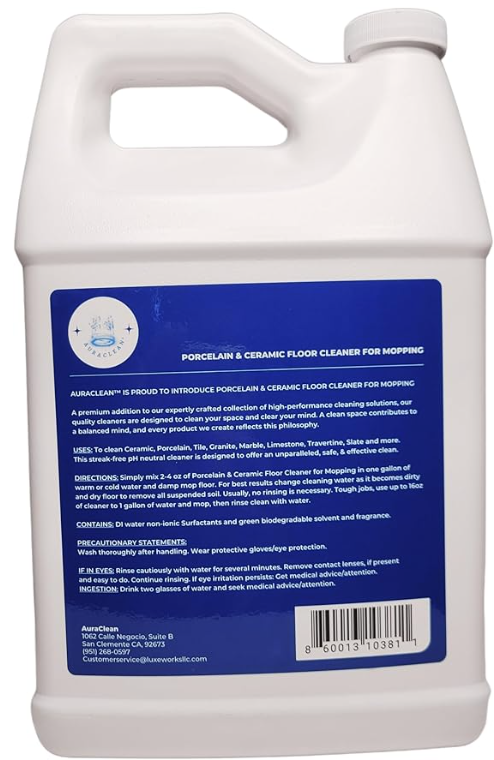 Auraclean Porcelain & Ceramic Tile Floor Cleaner Concentrate for mopping - 1 Gallon